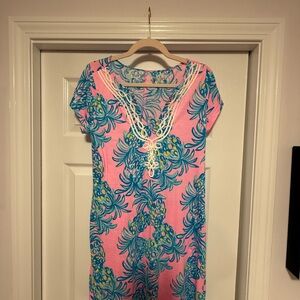 Lilly Pulitzer Pink and Blue Raglan Sleeve Maxi Sundress